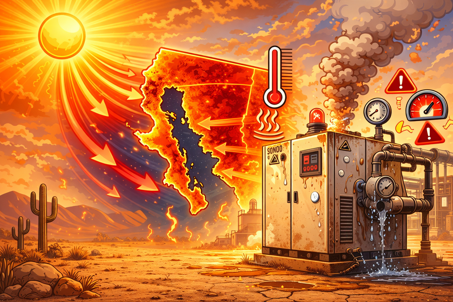 Extreme heat map of Northwest Mexico